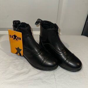 Saxon Black Leather Kids Horseback riding Boots - new with tags but without box
